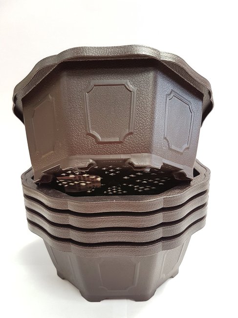 Set of 5no Plastic Bonsai Pot - Octagonal 15 x 6 cm